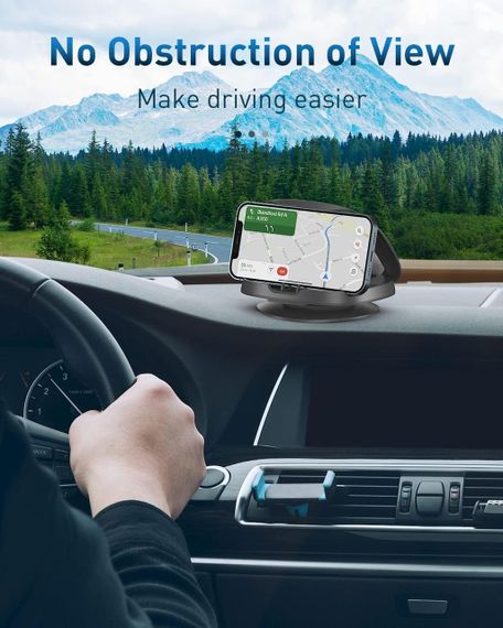 Автомобільний тримач для телефону, що обертається на 360°, для панелі приладів, сірий | Зображення 5