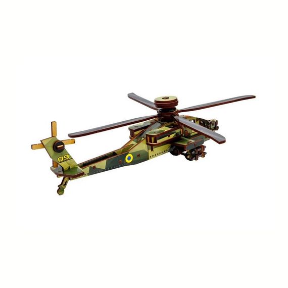 Деревянный 3D конcтруктор "Вертолет" Puz-00954, 125 деталей | Зображення 2