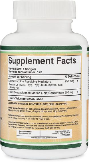 Натуральна добавка Double Wood SPM (Pro Resolution Mediators) 500 mg, 120 softgels | Зображення 1