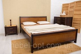 Ліжко двоспальне дерев'яне Сіті з підніжжям 180х200, колір темний горіх