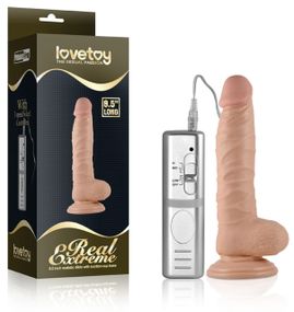 Вібратор на присосці 8.5 Real Extreme Vibrating Dildo Flesh Sex Aura