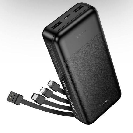 Power Bank Hoco J163A з кабелем USB+Micro+Type-C+Lightning (20000mAh) Чорний | Зображення 2