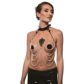 Ошейник с ожерельем из жемчуга BDSM Guilty Pleasure Pearl, 6 рядов, на завязках Sex Aura
