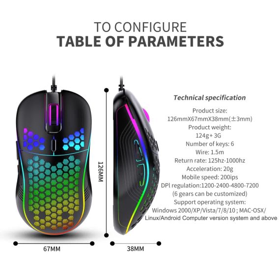 GINWFEIY D4 мишка з RGB  підсвіткою (біла) | Зображення 2