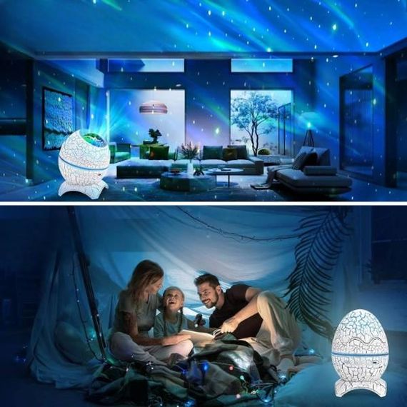 Ночник-проектор з колонкою та мелодіями для сну Яйце Динозавра Білий