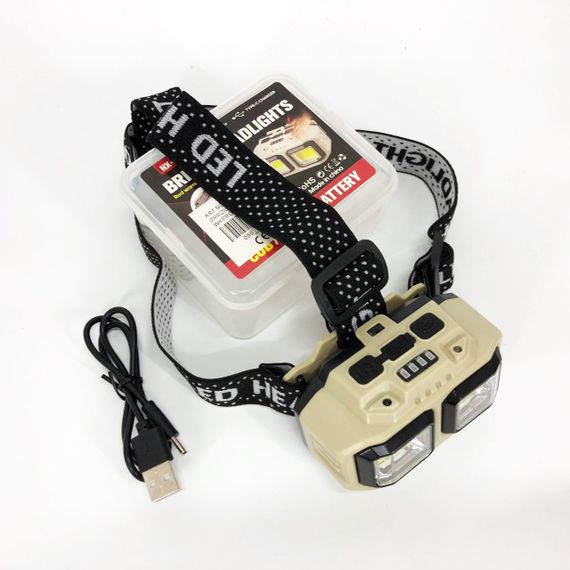 Ліхтар налобний акумуляторний Bailong HX-816S 2COB(white+red) із сенсорним VR-997 датчиком вологозахист | Зображення 4
