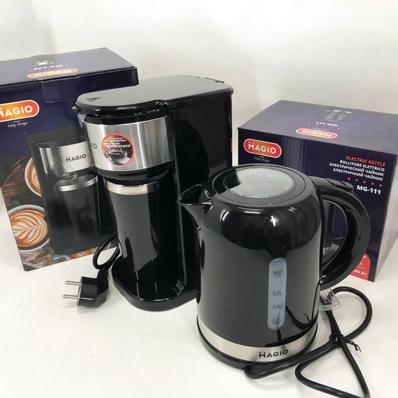 Набір дизайнерської лінійки Magio: Електрочайник Magio MG-111 + Кавоварка SM-264 Magio MG-449 | Зображення 2