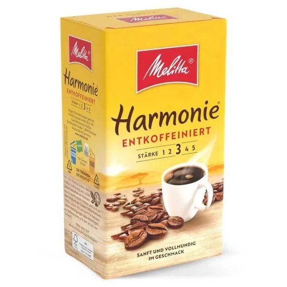 Кава мелена без кофеїну Melitta Harmonie Entkoffeiniert 500г Мелітта німецька кава