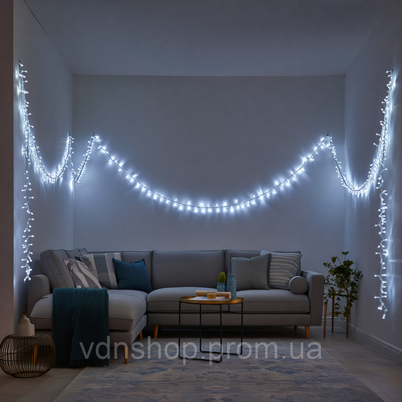 Новорічна гірлянда кімнатна нитка 14 м 160 LED кімнатна гірлянда білий провід Біле світло W160LED16MWW | Зображення 2