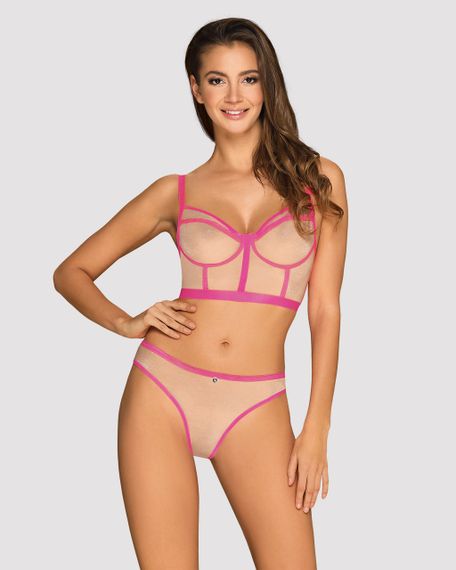 Комплект Obsessive топ та трусики, тілесно-рожевий, L/XL Sex Aura