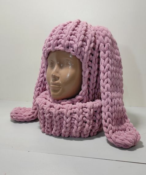 Балаклава колір 295 плюшева з вушками зайчика | Зображення 2