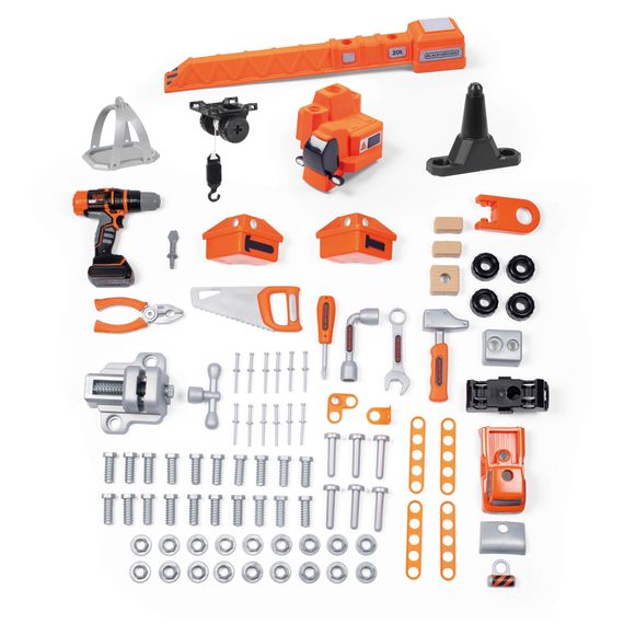 Дитячий ігровий набір Black and Decker майстерня з підйомним краном та машинкою 117х85х35см | Зображення 2