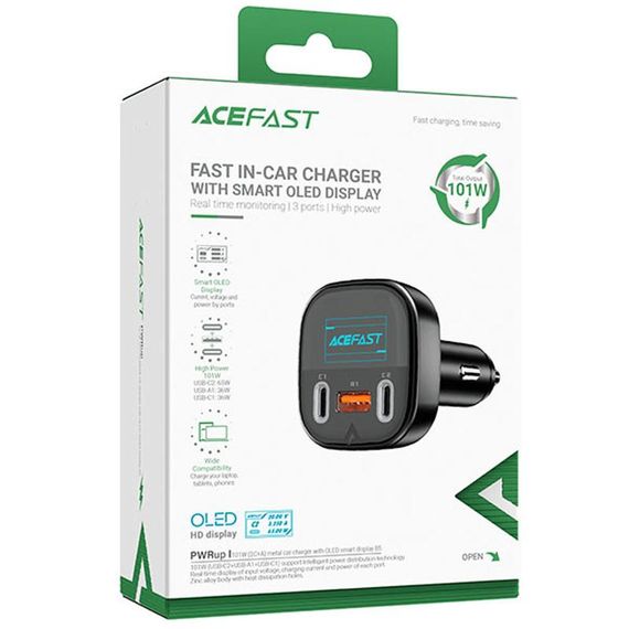 АЗП Acefast B5 PD36W+QC4.0 total 101W (1USB-A/2C) Black | Зображення 2