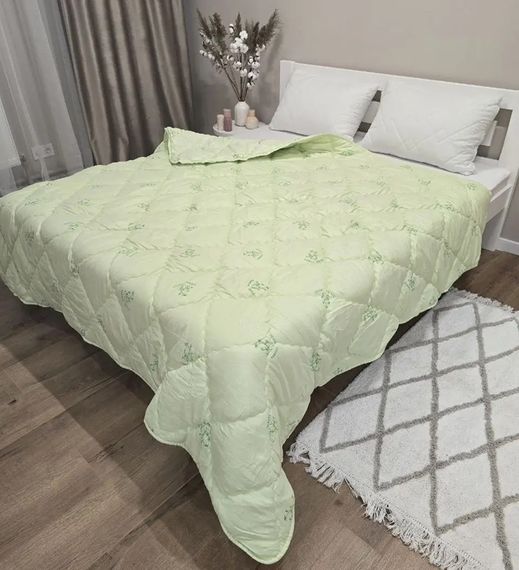 Ковдра полуторна стьобана зимова з бамбукового волокна Leri Max 21531 145х210 см салатова | Зображення 2