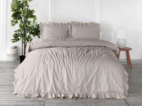 Постільна білизна Limasso Stonewashed Exclusive Ranforce 160 х 220 см семейный Natural Krem