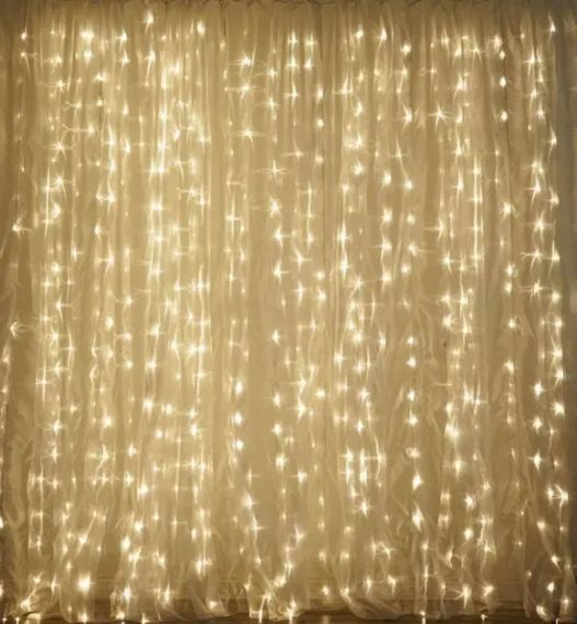 Гирлянда водопад 320 LED 5mm 3м/2м теплый цвет на прозрачном проводе | Зображення 1