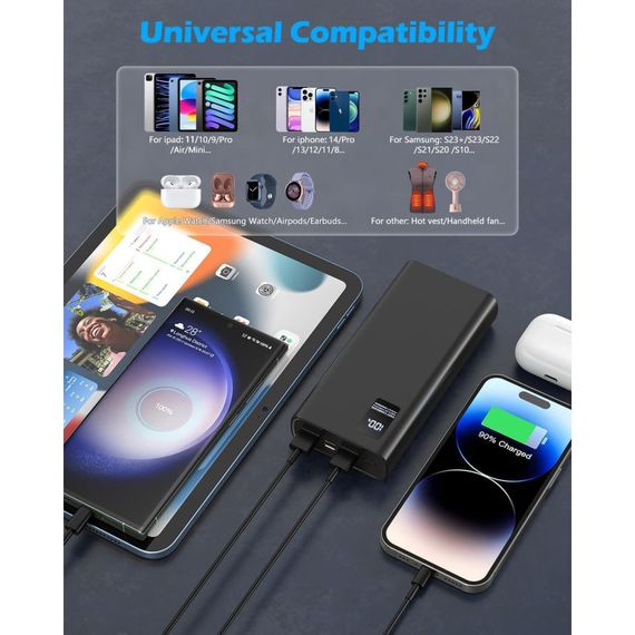 Повербанк Bogseth XHC-ZT02-PW 24000 мА·год, 22.5 W, USB C, Зовнішній акумулятор, | Зображення 4