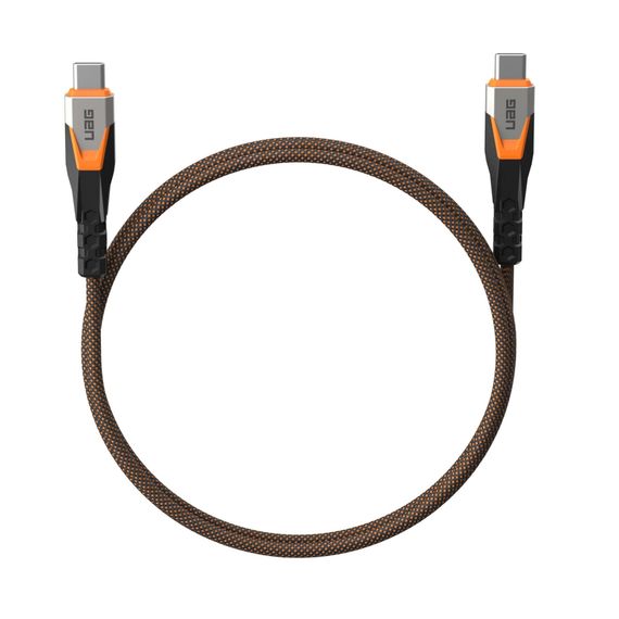 Дата кабель USB-C to USB-C 0.75m v3.2 240W Rugged double braided nylon black+orange UAG (9B4415114097) | Зображення 1
