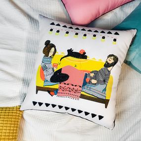 Подушка габардинова з принтом Together is a wonderful... 50x50 см (5P_19L009)