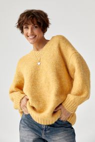 В'язаний пуловер у вільному фасоні - гірчичний цвет, ONE SIZE (є розміри)