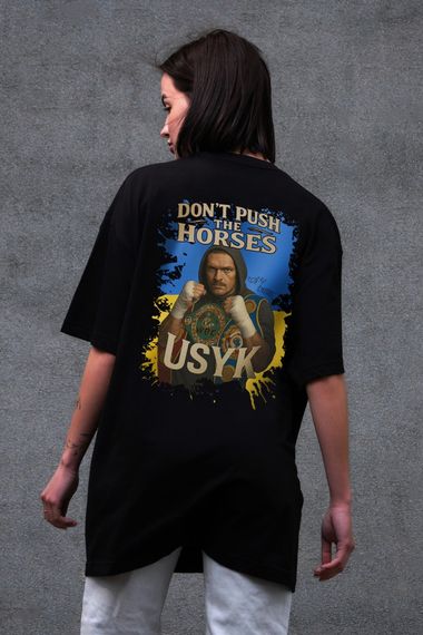 Оверсайз футболка Without з принтом Dont Push The Horses Black | Зображення 3