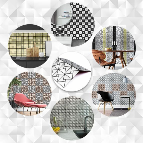 Самоклеюча алюмінієва плитка срібло зі стразами 300х300х3мм SW-00001325 (D) | Зображення 4