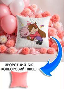 Подушка плюшева Мерч Крафт Дизайн з принтом Гравіті Фолз рожевий плюш квадратна 33х33 см