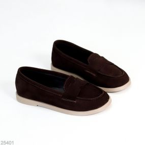 Зручні туфлі лофери натуральна замша колір шоколад 39