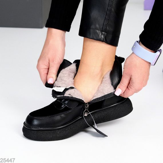 Крутые спортивные зимние черные ботинки натуралки на липучках | Зображення 8