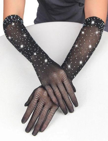 Черные длинные перчатки Star Night со стразами (без коробки) sexstyle | Зображення 3