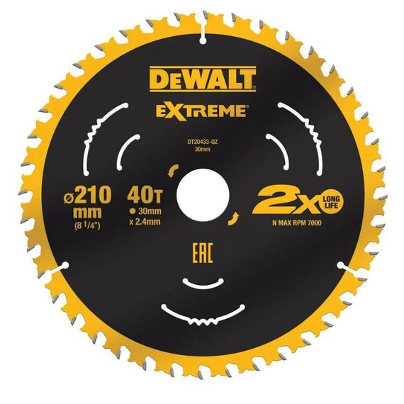Диск пилковий DeWALT EXTREME 210 х 30 мм (DT20433)