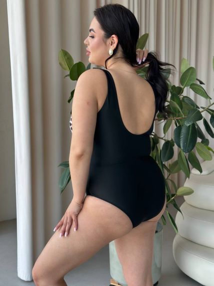 Яскравий суцільний купальник PLUS SIZE леопардовий принт | Зображення 5