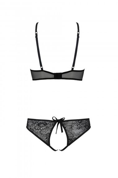 Комплект бра, трусики з інтимним вирізом Passion URSULA SET Чорний L/XL | Зображення 3