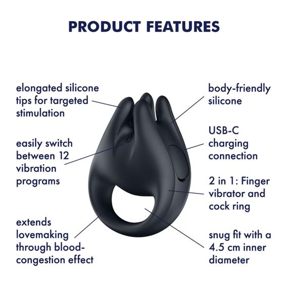 Вібратор на палець та ерекційне кільце 2в1 Satisfyer Perfect Pair 1 Sex Aura | Зображення 5