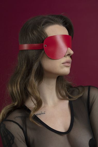 Маска на очі Feral Feelings - Blindfold Mask, натуральна шкіра, червона | Зображення 1
