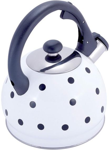 Чайник Kamille Polka Dot Kettle 2л з нержавіючої сталі зі свистком, в горошок, білий | Зображення 2