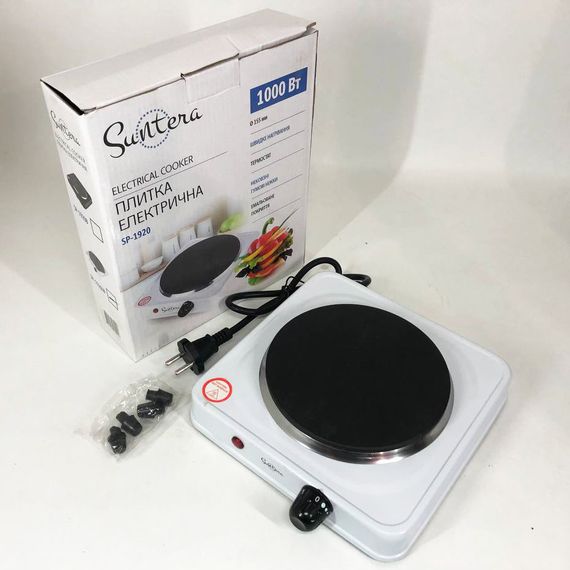 Електронні кухонні плити побутові настільні Suntera SP-1920 белая, Електрична плитка одноконфорочна XG-31 | Зображення 7