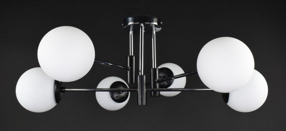 Люстра стельова на 6 лампочок 27420 Чорний 28х72х72 см. | Зображення 1