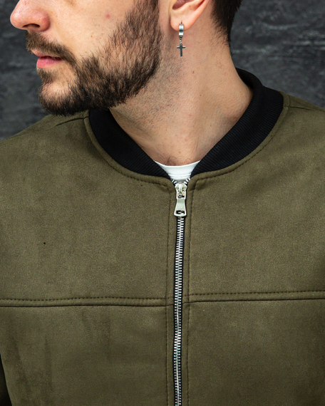 Бомбер замшевый хаки S M | Зображення 7