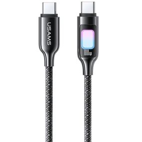Дата кабель Usams US-SJ750 With Colorful Light TC Ser. Type-C to Type-C 100W (1.2m) Tarnish
