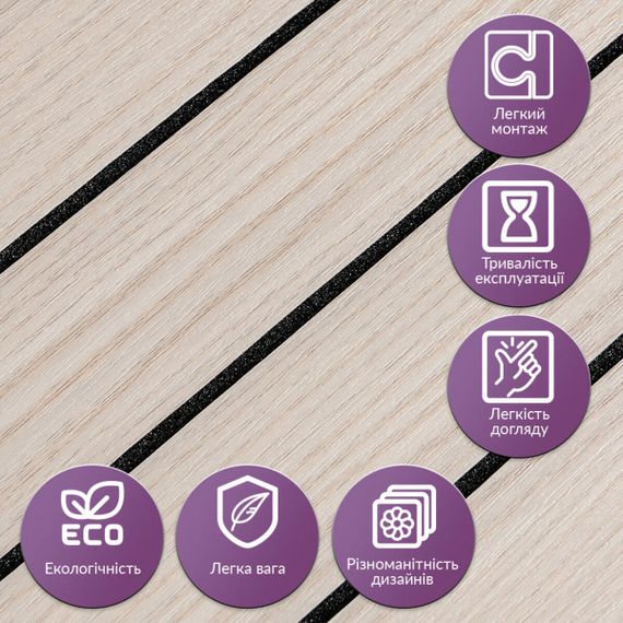 Покриття вінілове самоклеюче 3D рейки ясен кремовий 600*600*2,8мм (D) SW-00002199 | Зображення 4