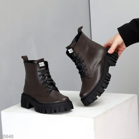 Шоколадные зимние ботинки берцы натуральная кожа актуальный дизайн 38