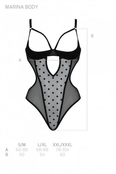 Еротичне боді Passion MARINA BODY, XXL/XXXL, black, з відкритими чашками sexstyle | Зображення 4