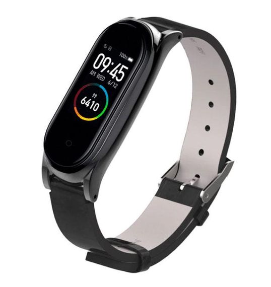 Шкіряний ремінець Primo Mijobs для фітнес-браслета Xiaomi Mi Band 4 - Black | Зображення 1