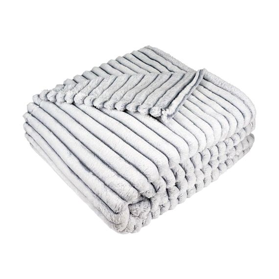 Плед флісовий в смужку(3 см) світло-сірий Love You 200 x 220 см | Зображення 1