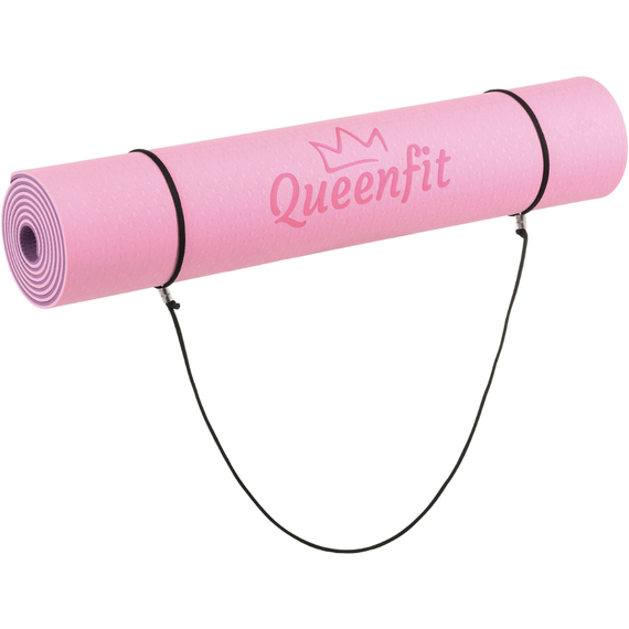Килимок (мат) для фітнесу та йоги Queenfit Premium TPE 0,6см рожево-фіолетовий | Зображення 7