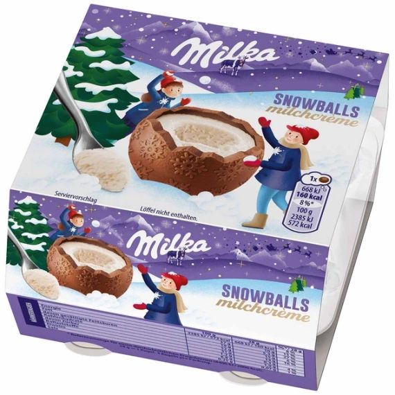 Шоколадные шарики (яйца) Milka Snow Balls, 112г , Сноу боллс (Снежные шарики шоколадные)