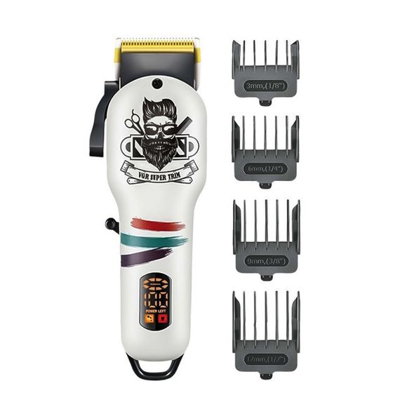 Машинка для стрижки волосся та бороди професійна VGR V-699 з насадками та LED дисплеєм. Колір: білий | Зображення 2