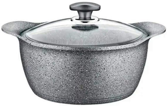 Кастрюля со стеклянной крышкой O.M.S. Collection 3120 с гранитным покрытием 22 см 3,7 л Серый (Турция) | Зображення 7