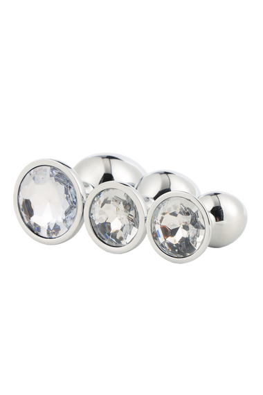 Набір анальних пробок Dream Toys GLEAMING LOVE SILVER PLUG SET sexstyle | Зображення 3